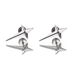 Large Black & White 3D Four-Point Star Externally Threaded Stainless Steel Ear Studs - Large Black & White 3D Four-Point Star Externally Threaded Stainless Steel Ear Studs - Pair of White by CRUXJEWELRY