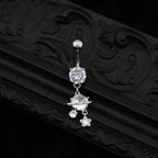 Saturn CZ Pendant Belly Ring - Saturn CZ Pendant Belly Ring - Default Title by CRUXJEWELRY