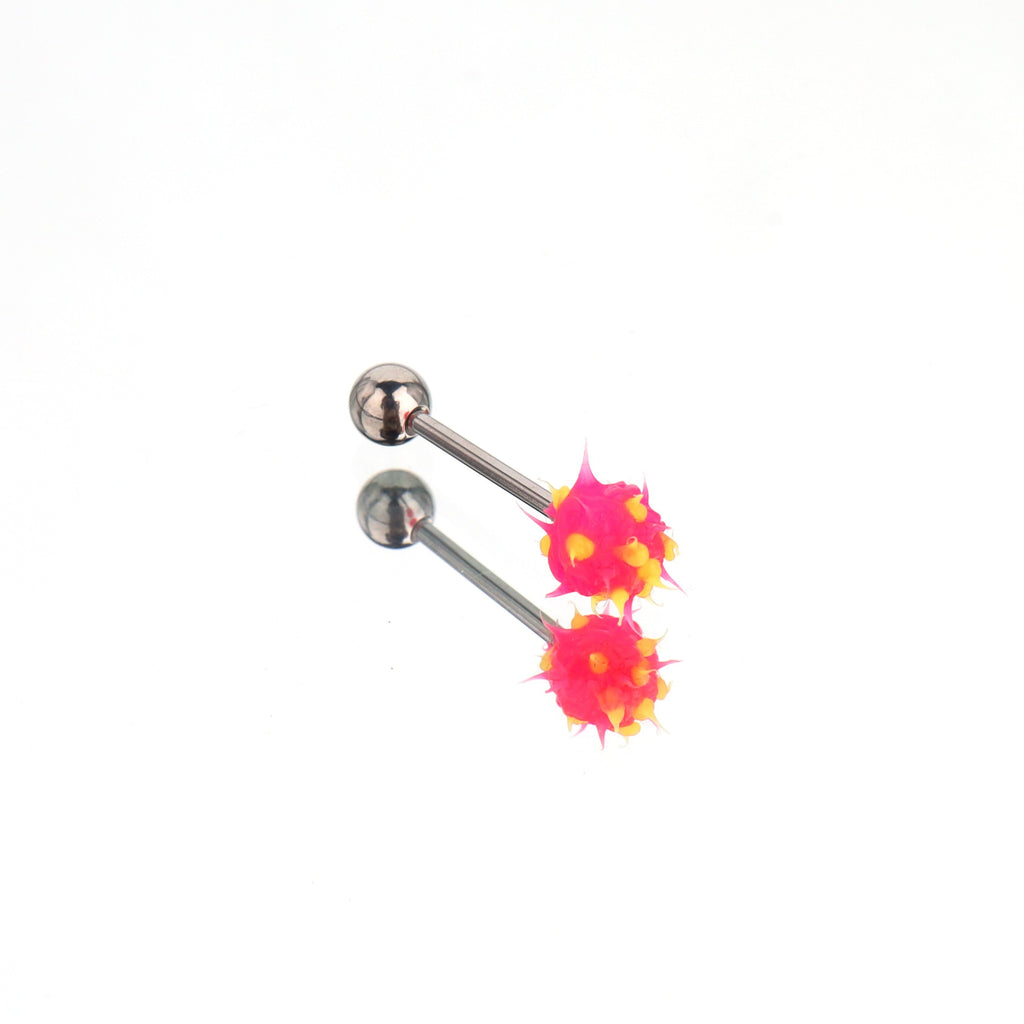 Spiked ball Silicone tongue stud - Spiked ball Silicone tongue stud - Red / 10 mm by CRUXJEWELRY