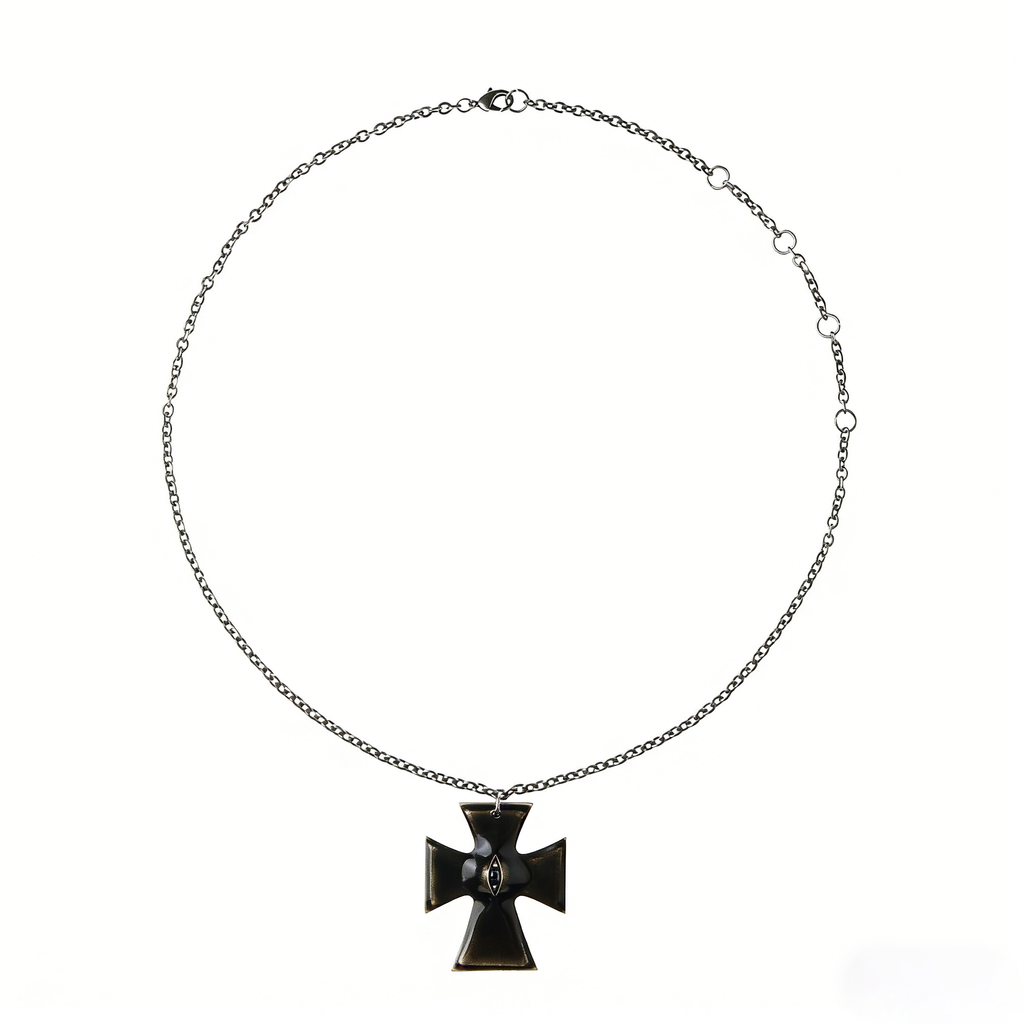 The "Crux" Pendant - Hyper-realistic Eye Cross Necklace | Gothic Occult Jewelry