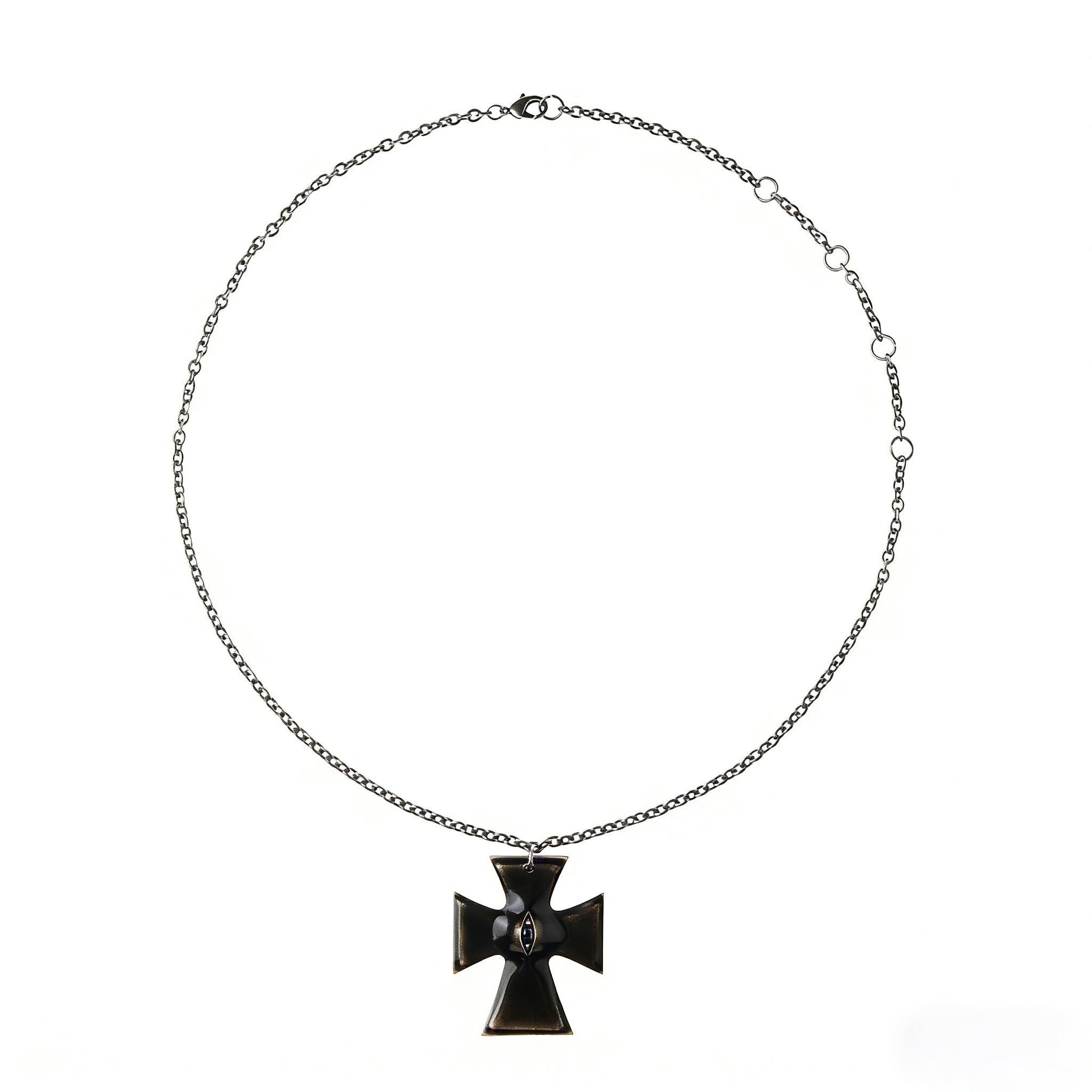 The "Crux" Pendant - Hyper-realistic Eye Cross Necklace | Gothic Occult Jewelry