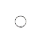 Mini CZ Stainless Steel Segment Ring - Mini CZ Stainless Steel Segment Ring - White by CRUXJEWELRY