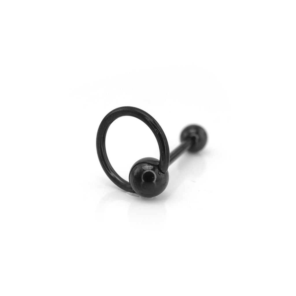 Spinning Ball stainless steel tongue stud - Spinning Ball stainless steel tongue stud - Black / 12mm by CRUXJEWELRY