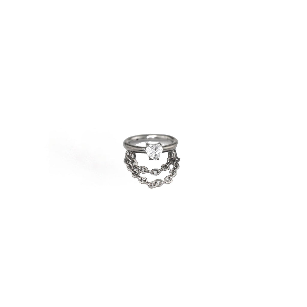 Heart-shaped CZ Chains Segment Hoop - Heart-shaped CZ Chains Segment Hoop - Default Title by CRUXJEWELRY