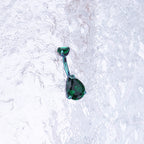 Teardrop CZ Internally Threaded Titanium Belly Ring - Teardrop CZ Internally Threaded Titanium Belly Ring - Green / 6 mm by CRUXJEWELRY