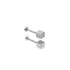 Dice Externally Threaded Stainless Steel Lip Stud - Dice Externally Threaded Stainless Steel Lip Stud - 6mm by CRUXJEWELRY