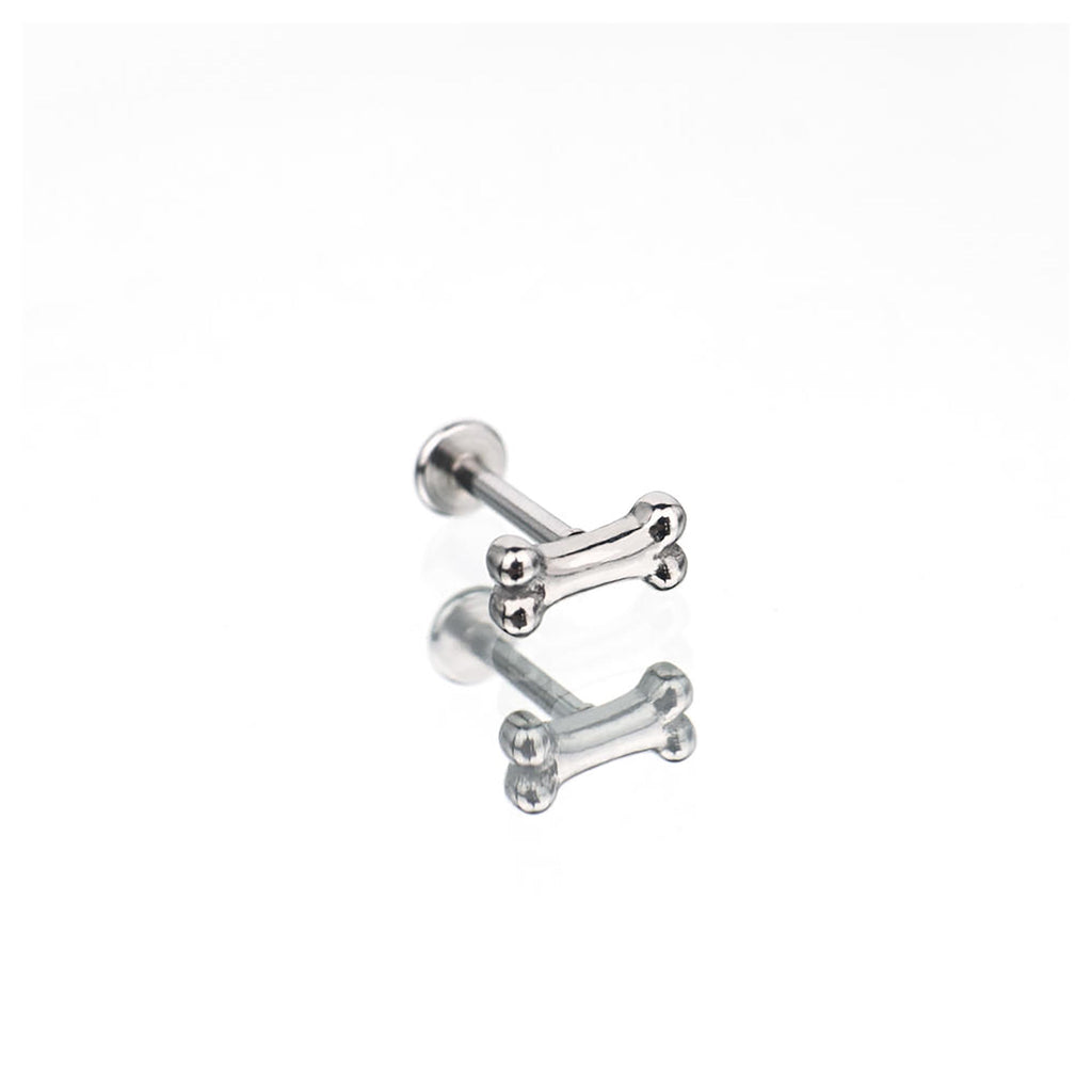 Cute Mini Bone Stainless Steel Internally Threaded Lip Ring - Cute Mini Bone Stainless Steel Internally Threaded Lip Ring - White / 6mm by CRUXJEWELRY