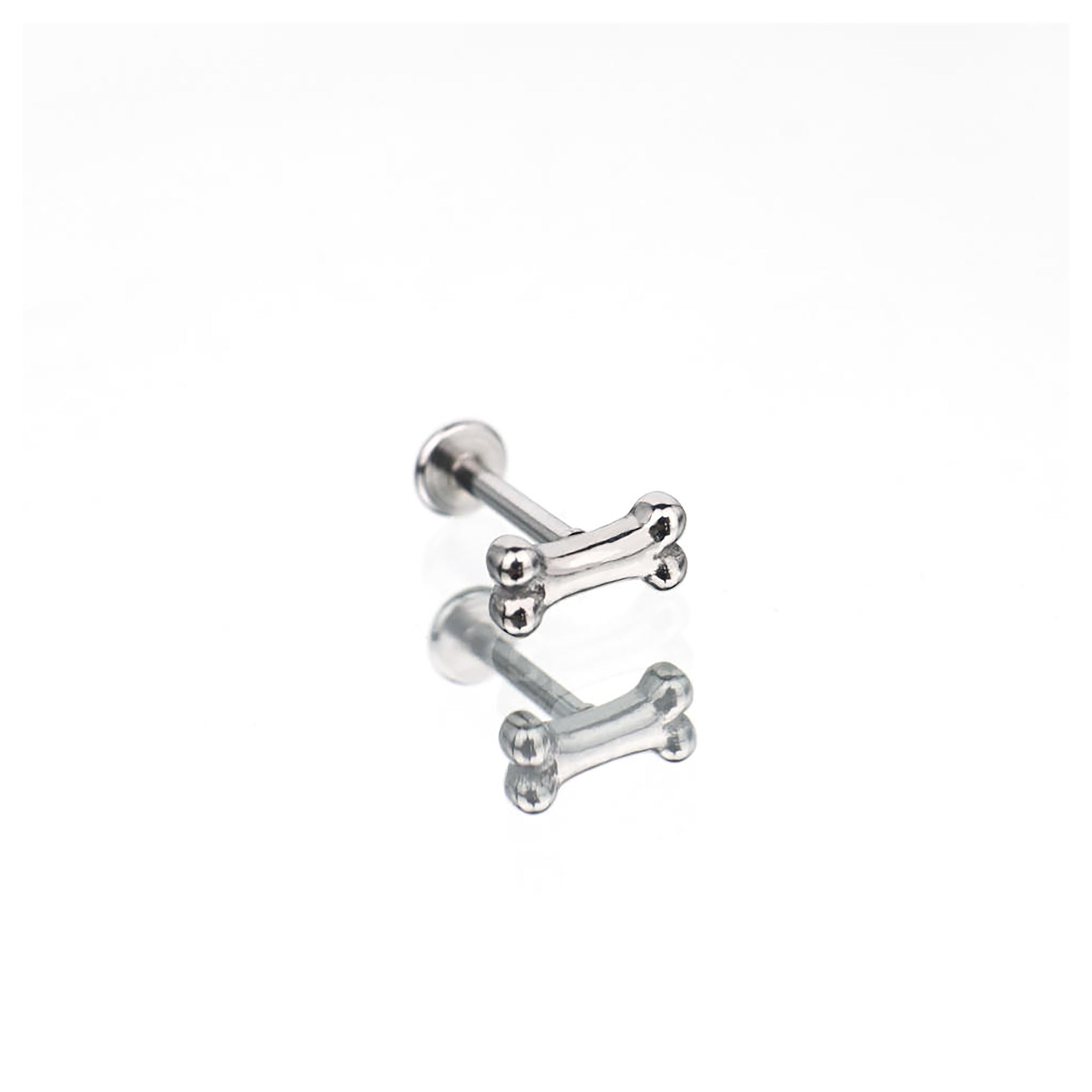 Cute Mini Bone Stainless Steel Internally Threaded Lip Ring - Cute Mini Bone Stainless Steel Internally Threaded Lip Ring - White / 6mm by CRUXJEWELRY