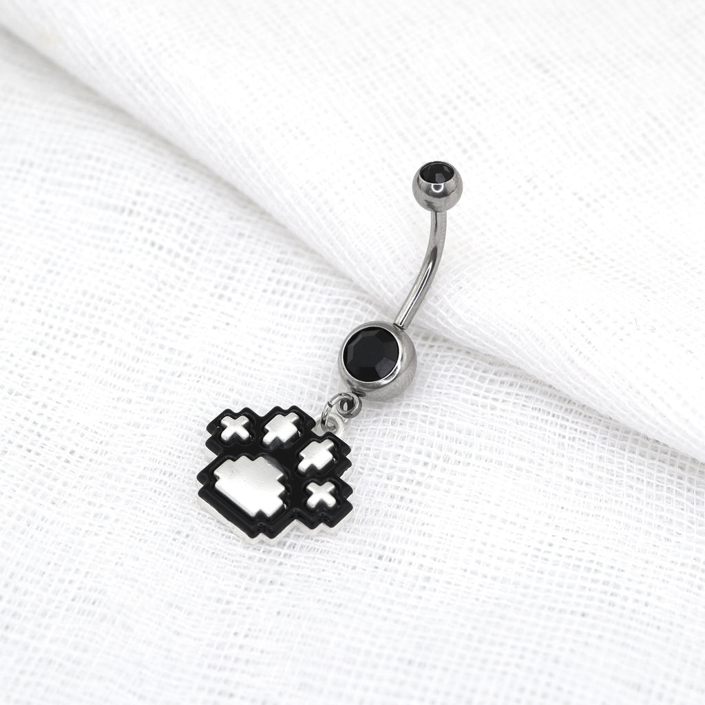 Paws & Purrs - Pixel Art Cat Paw Pendant Belly Ring - Paws & Purrs - Pixel Art Cat Paw Pendant Belly Ring - Default Title by CRUXJEWELRY