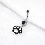 Paws & Purrs - Pixel Art Cat Paw Pendant Belly Ring - Paws & Purrs - Pixel Art Cat Paw Pendant Belly Ring - Default Title by CRUXJEWELRY