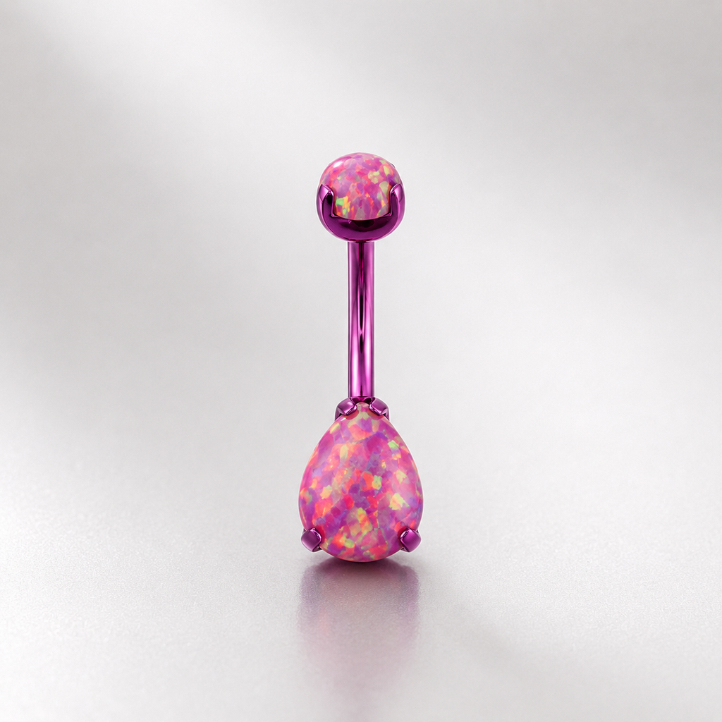 Teardrop Double Opal Titanium Belly Ring