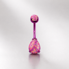 Teardrop Double Opal Titanium Belly Ring