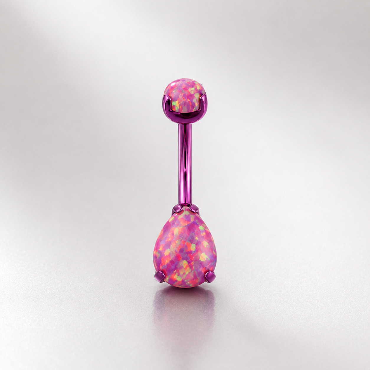 Teardrop Double Opal Titanium Belly Ring
