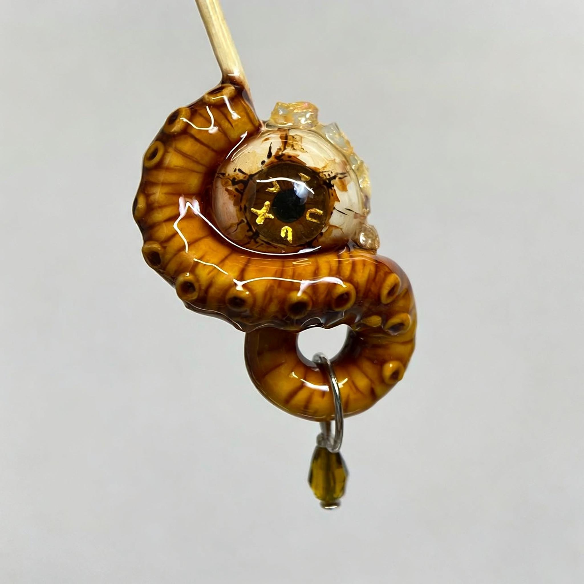 Amber Abyssal Eye Octopus Tentacle Earring