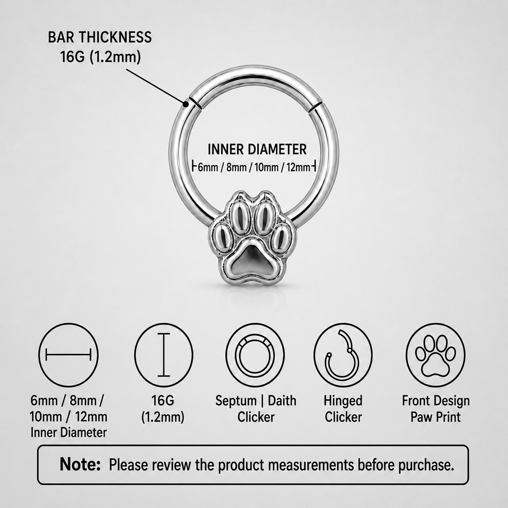 Blue Titanium Paw Print Septum Clicker