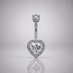 Heart-Shaped CZ F136 Ttitanium Belly Ring