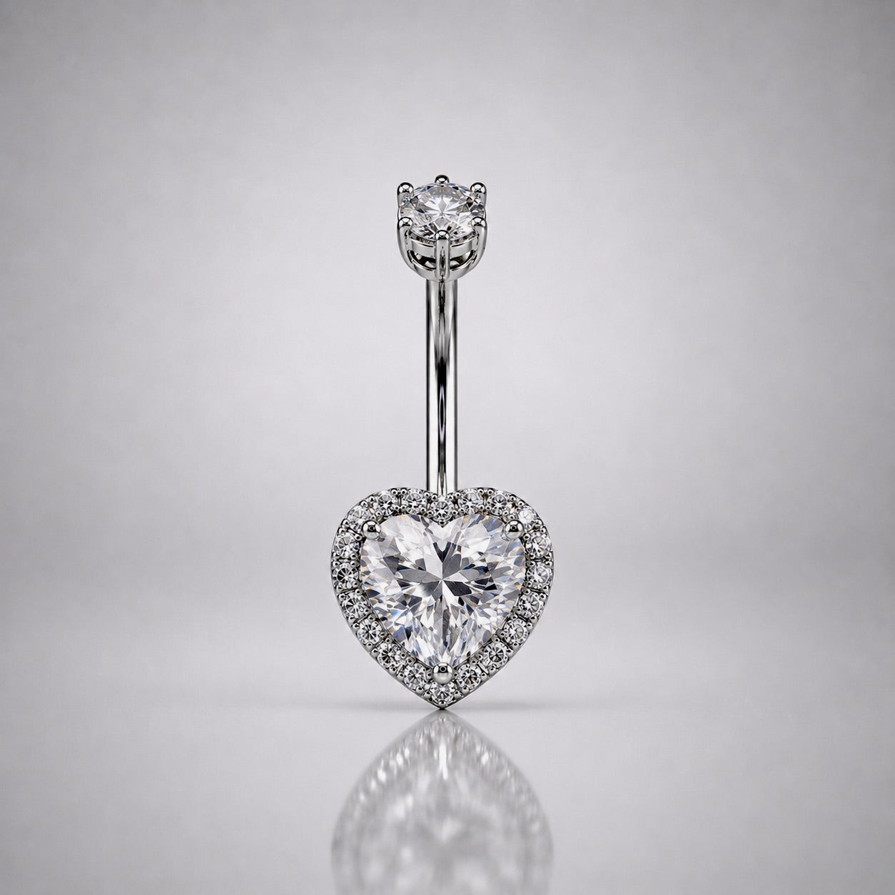 Herzförmiger Bauchnabelring aus 925er Sterlingsilber mit Zirkonia 