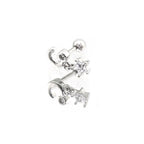 Star & Moon Dangle white-gold-plated copper Ear Studs - Star & Moon Dangle white-gold-plated copper Ear Studs - Single by CRUXJEWELRY