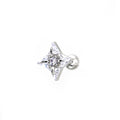 Four-Point Star CZ Thin Gauge Ear Studs - Four-Point Star CZ Thin Gauge Ear Studs - Single by CRUXJEWELRY