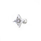 Four-Point Star CZ Thin Gauge Ear Studs - Four-Point Star CZ Thin Gauge Ear Studs - Single by CRUXJEWELRY