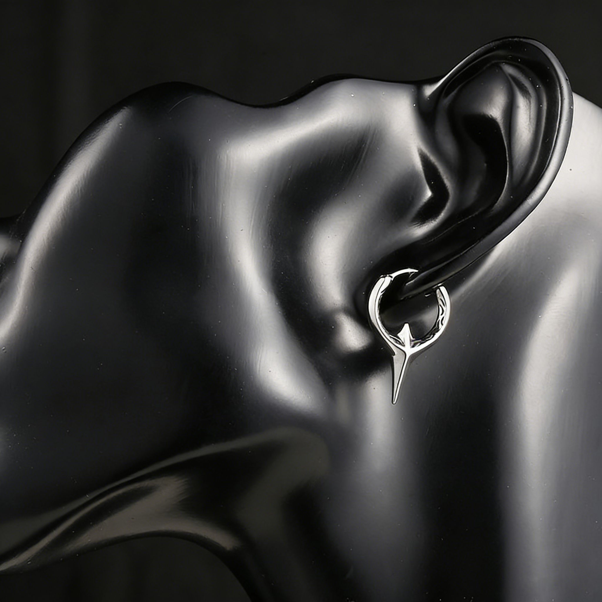 Engraved Punk Fangs Stainless Steel Earrings