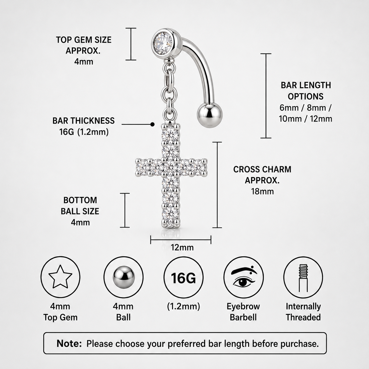 Heart CZ Stainless Steel Rook Stud