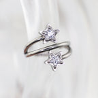 18G Double Pentagram CZ Segment Hoop - 18G Double Pentagram CZ Segment Hoop - Default Title by CRUXJEWELRY
