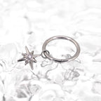 Octagram CZ Pendant Titanium Segment Hoop - Octagram CZ Pendant Titanium Segment Hoop - Sliver / 6mm by CRUXJEWELRY