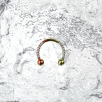 16G CZ Titanium Horseshoe Ring - 16G CZ Titanium Horseshoe Ring - Orange-Yellow Gradient / 8 mm by CRUXJEWELRY