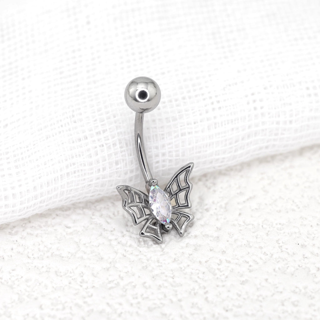 Spider Web CZ Stainless Steel Belly Ring - Spider Web CZ Stainless Steel Belly Ring - Default Title by CRUXJEWELRY