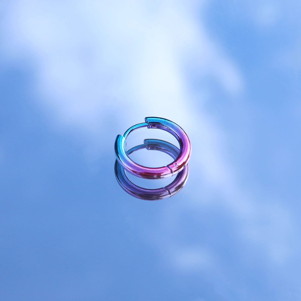 Gradient Multicolored Electroplated Stainless Steel Earrings - Purple-Blue Gradient