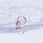Heart-shaped CZ Stainless Steel Segment Hoop - Heart-shaped CZ Stainless Steel Segment Hoop - Pink / 8 mm by CRUXJEWELRY