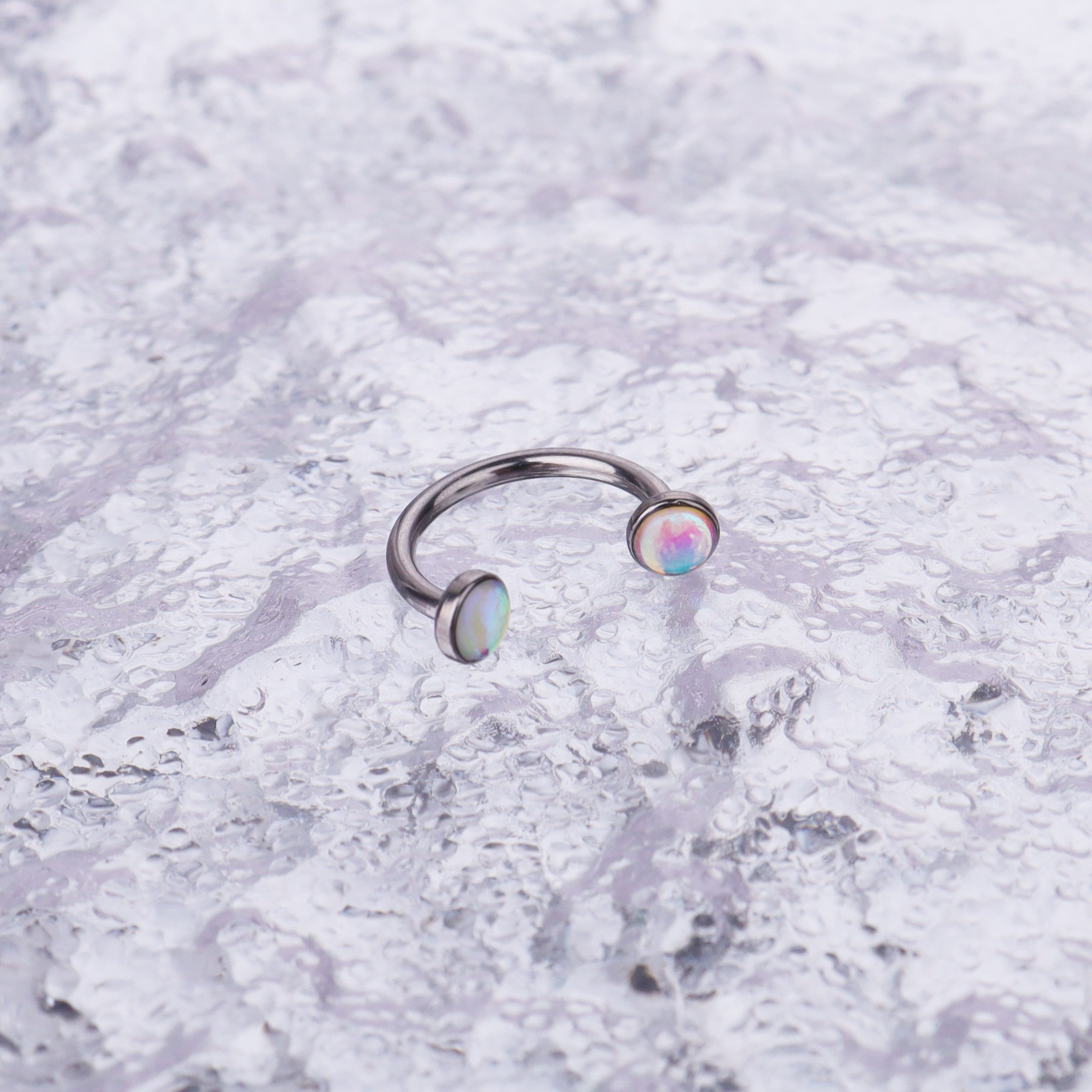 Colorful Dreamy Oil Resin Horseshoe Ring - Colorful Dreamy Oil Resin Horseshoe Ring - Sky Blue / 8 mm by CRUXJEWELRY