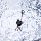 Devil Heart CZ stainless steel Belly Ring - Devil Heart CZ stainless steel Belly Ring - Red by CRUXJEWELRY