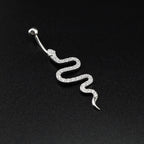 Serpent CZ S925 Sterling Silver Belly Ring - Serpent CZ S925 Sterling Silver Belly Ring - 6 mm by CRUXJEWELRY