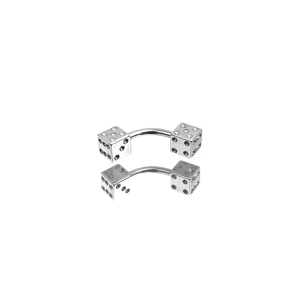 Dice Externally Threaded Stainless Steel EyeBrow Studs - Dice Externally Threaded Stainless Steel EyeBrow Studs - 6mm by CRUXJEWELRY