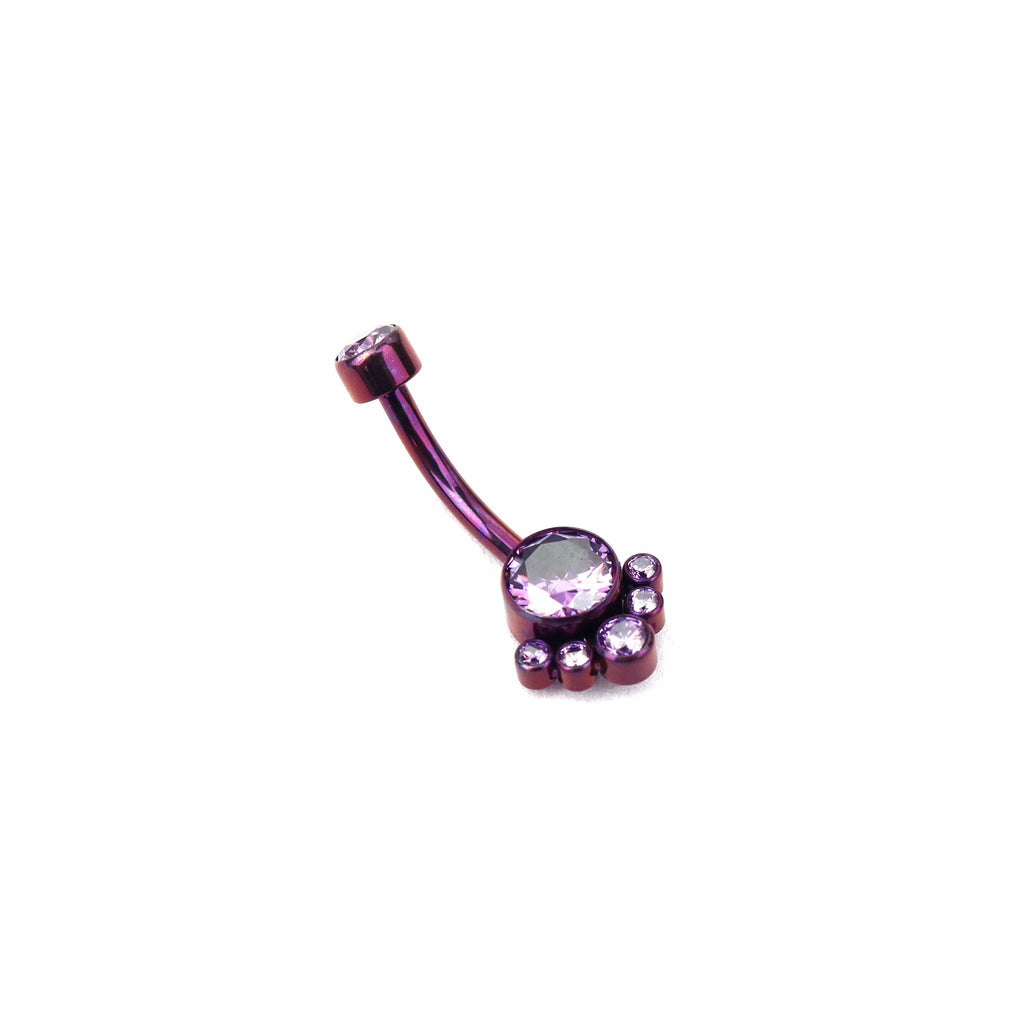 Rainbow CZ Cat Paw Titanium Navel Ring - Rainbow CZ Cat Paw Titanium Navel Ring - Purple by CRUXJEWELRY