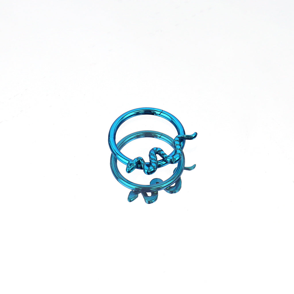 Multicolored Titanium Serpent Septum Clicker - Multicolored Titanium Serpent Septum Clicker - Blue by CRUXJEWELRY