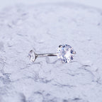 Round CZ Stainless Steel Belly Ring - Round CZ Stainless Steel Belly Ring - White / 6mm by CRUXJEWELRY