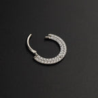 Half Circle Double-Layer CZ Titanium Segment Ring - Half Circle Double-Layer CZ Titanium Segment Ring - 8mm by CRUXJEWELRY