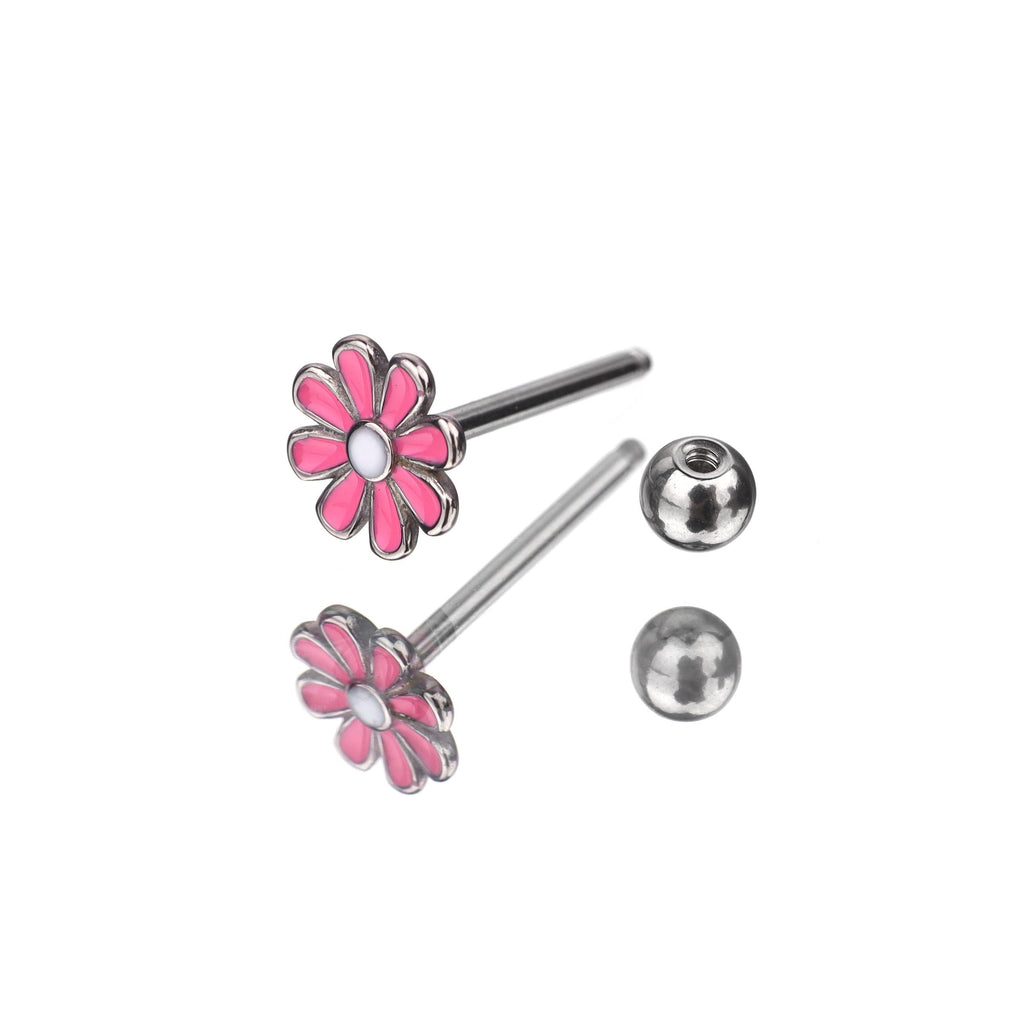 Pink SunFlower Oil Slick Tongue Stud - Pink SunFlower Oil Slick Tongue Stud - Default Title by CRUXJEWELRY