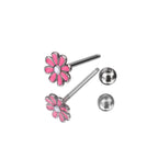 Pink SunFlower Oil Slick Tongue Stud - Pink SunFlower Oil Slick Tongue Stud - Default Title by CRUXJEWELRY