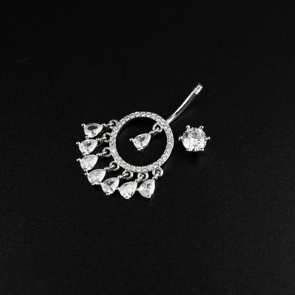 Tassel Dangle S925 Sterling Silver Belly Ring - Tassel Dangle S925 Sterling Silver Belly Ring - 6 mm by CRUXJEWELRY