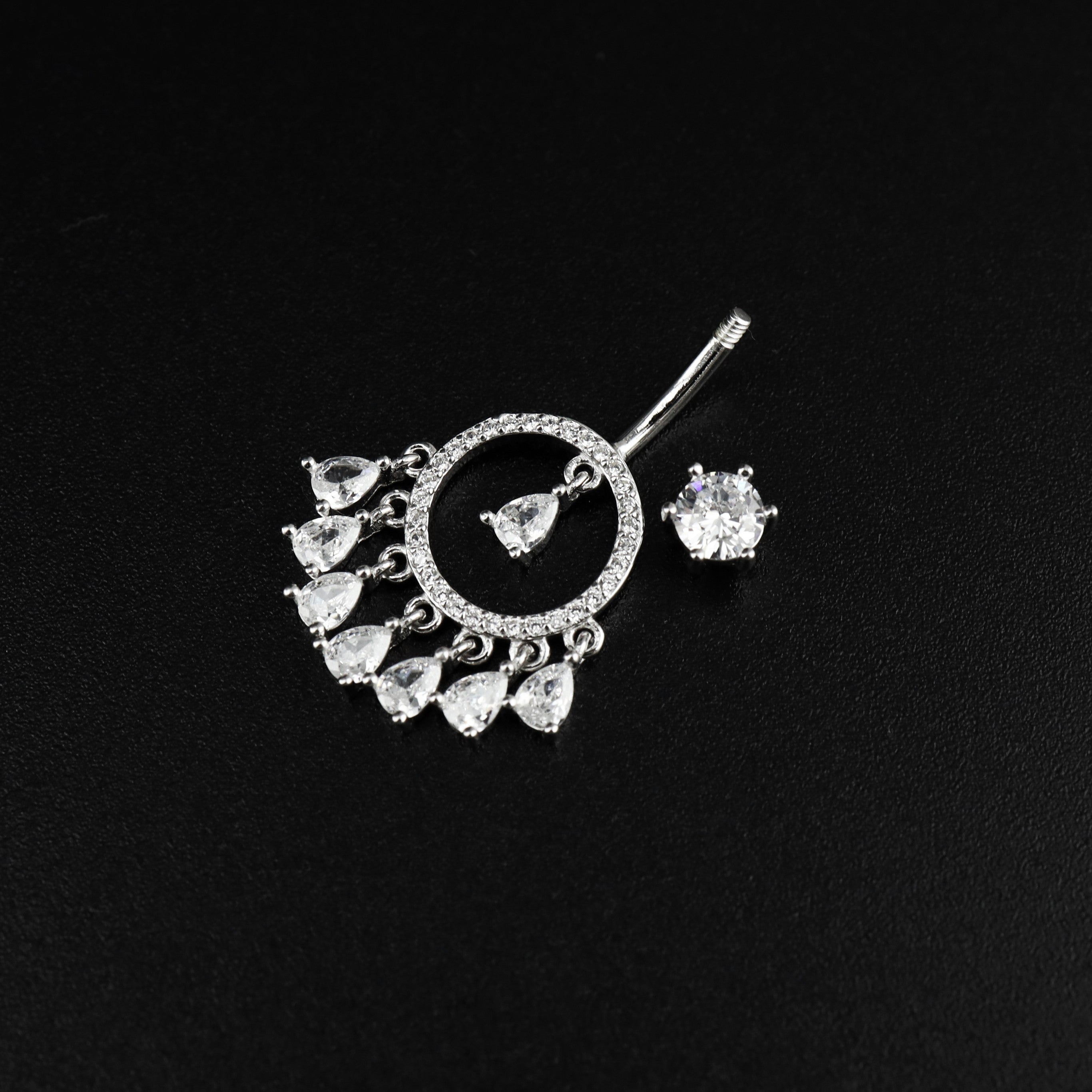 Tassel Dangle S925 Sterling Silver Belly Ring - Tassel Dangle S925 Sterling Silver Belly Ring - 6 mm by CRUXJEWELRY