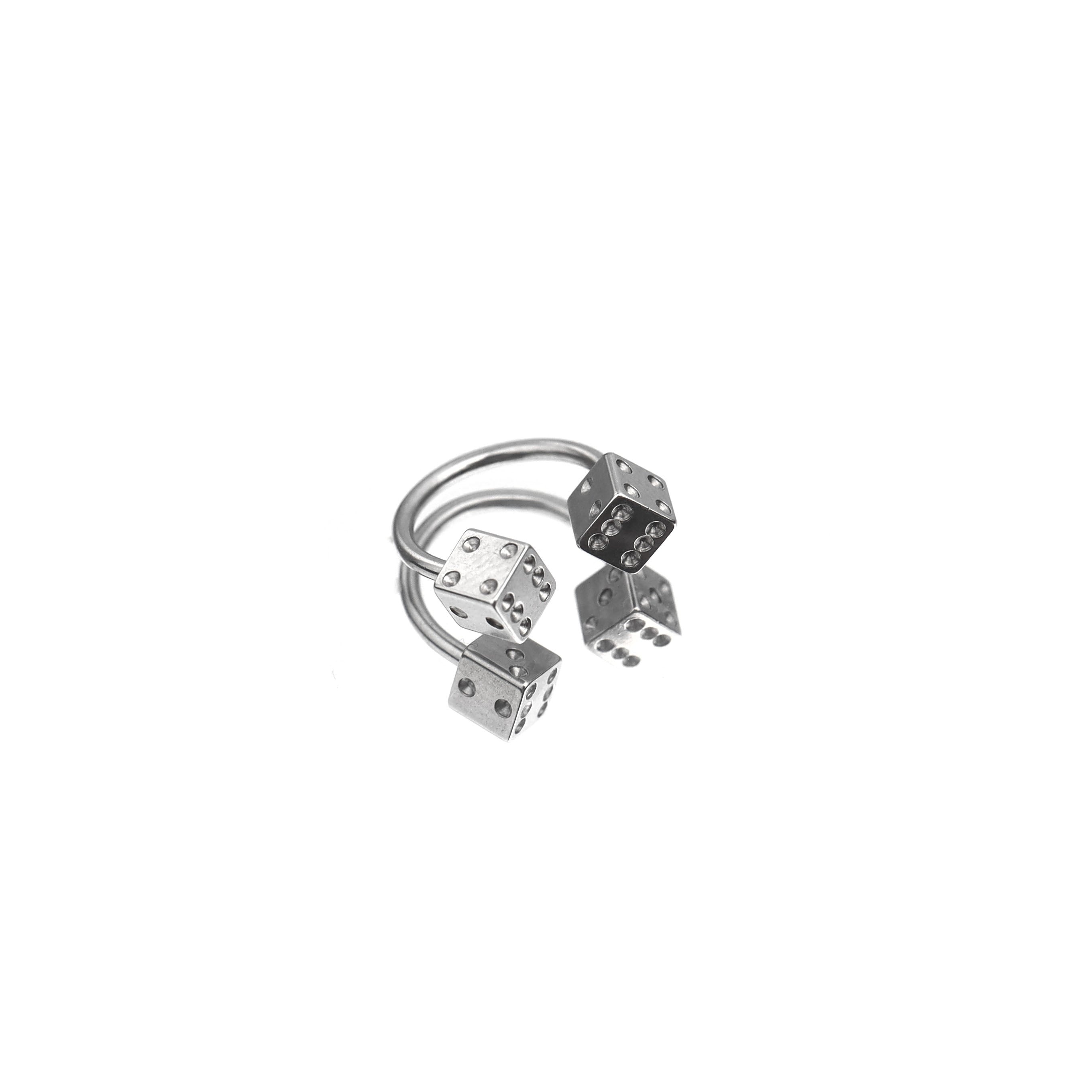 Externally Threaded Dice Stainless Steel Horseshoe Ring - Externally Threaded Dice Stainless Steel Horseshoe Ring - 8mm by CRUXJEWELRY