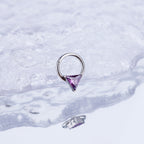 Triangle CZ stainless steel Segment Hoop - Triangle CZ stainless steel Segment Hoop - Purple / 8 mm by CRUXJEWELRY