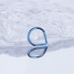 Teardrop CZ Titanium Segment Hoop - Teardrop CZ Titanium Segment Hoop - Light Blue / 8 mm by CRUXJEWELRY