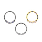 Mini CZ Stainless Steel Segment Ring - Mini CZ Stainless Steel Segment Ring - Gold by CRUXJEWELRY