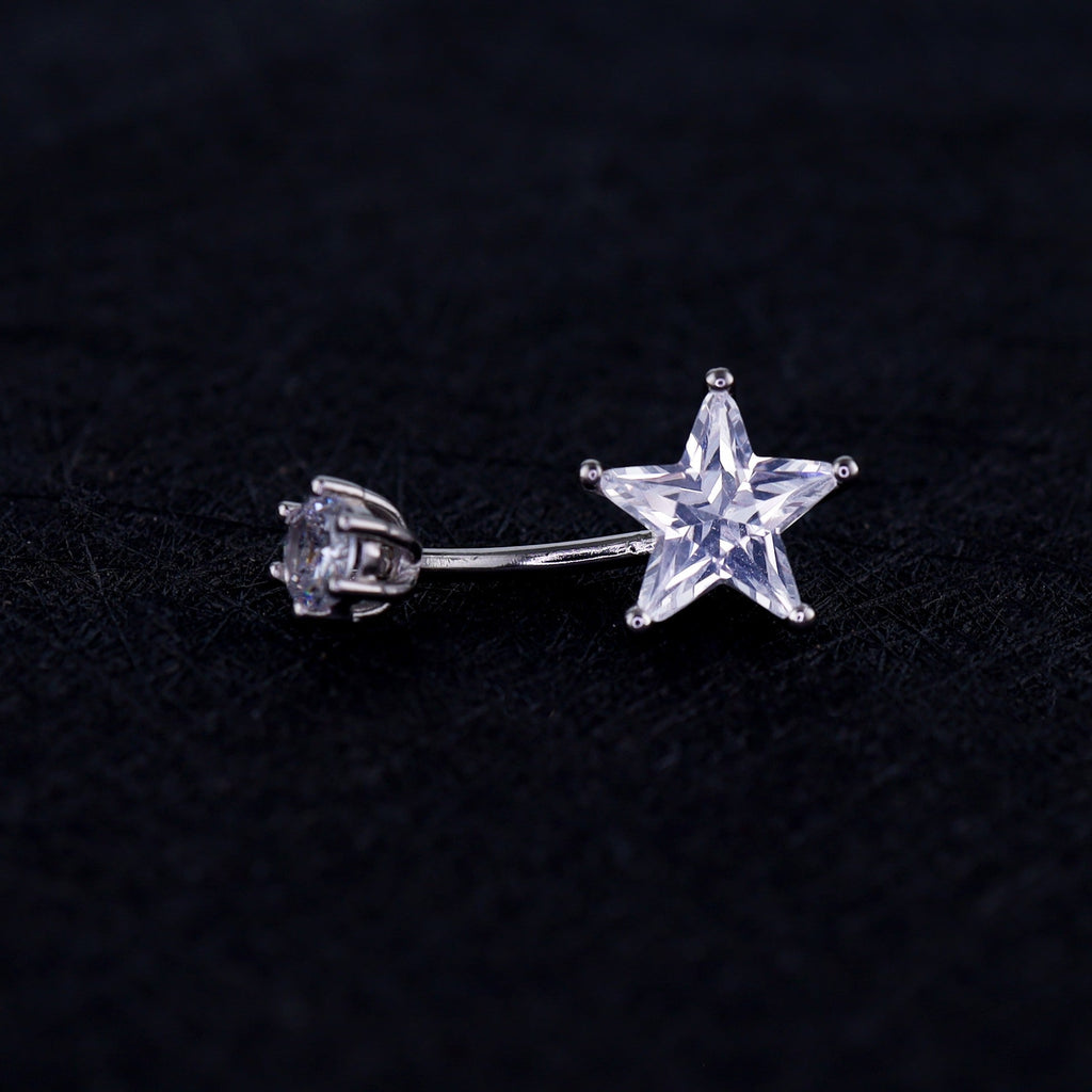 Pentagram CZ S925 Sterling Silver Belly Ring - Pentagram CZ S925 Sterling Silver Belly Ring - 6 mm by CRUXJEWELRY