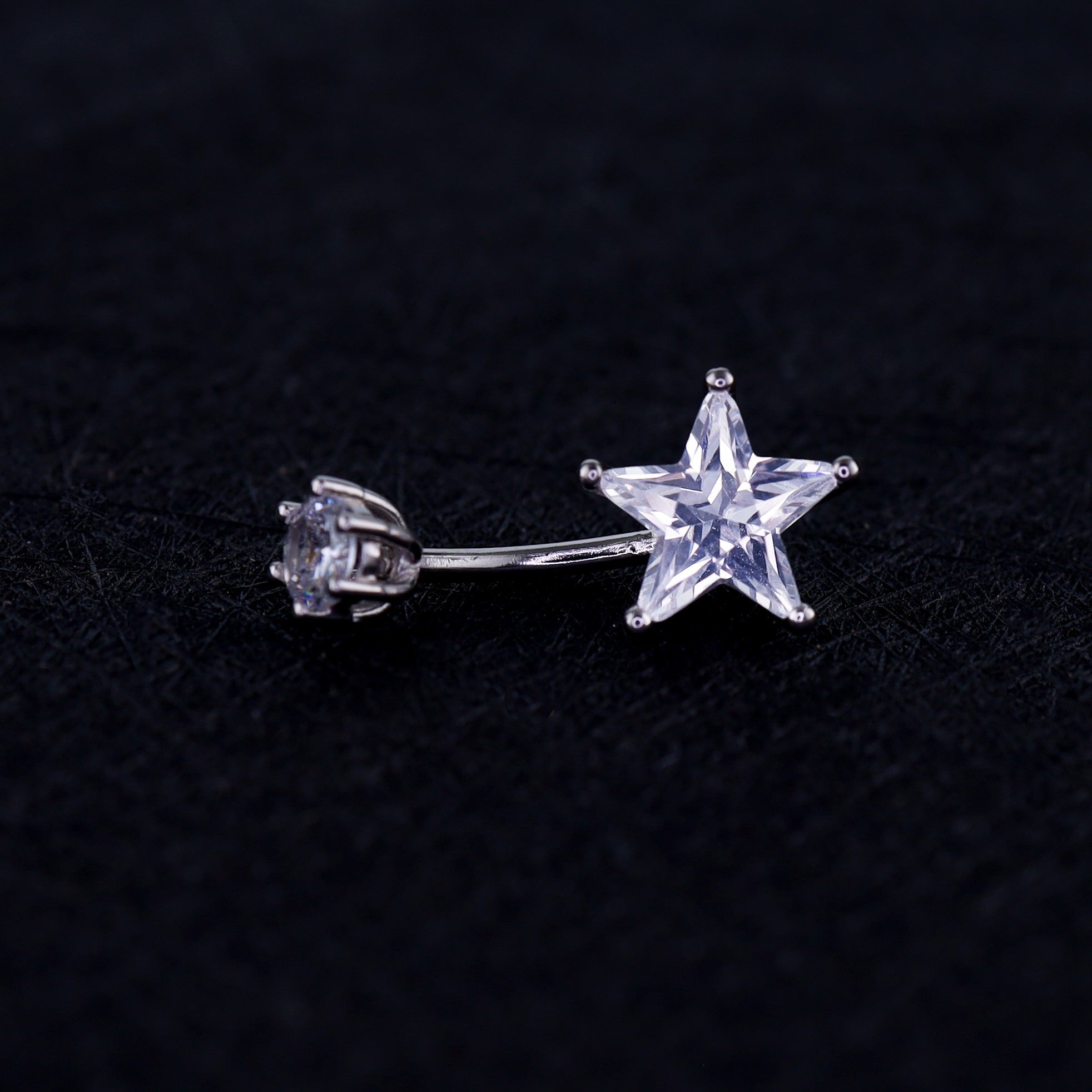 Pentagram CZ S925 Sterling Silver Belly Ring - Pentagram CZ S925 Sterling Silver Belly Ring - 6 mm by CRUXJEWELRY